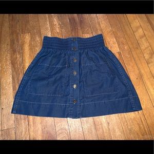 Denim button front skirt